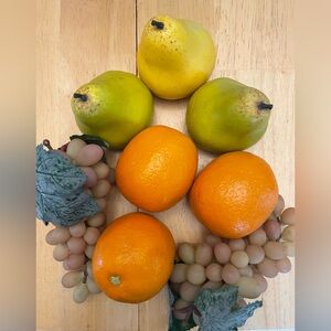Realistic Faux Fruit Assortment - Grapes, Oranges & Pears Vintage 90’s kitsch